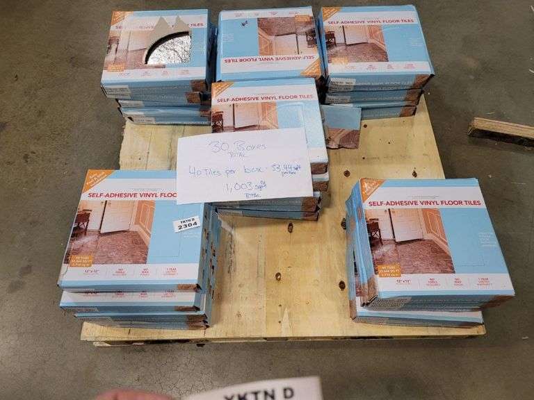 (30) SELFADHESIVE VINYL FLOOR TILES 40 PACK 53.44 SQ FT PER BOX