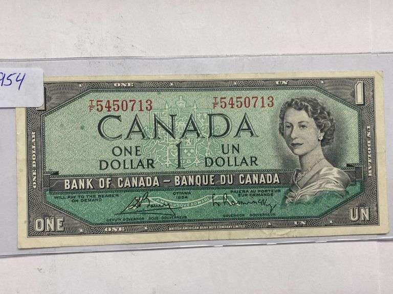 1954 CAD One Dollar Bill - Yorkton Auction Centre