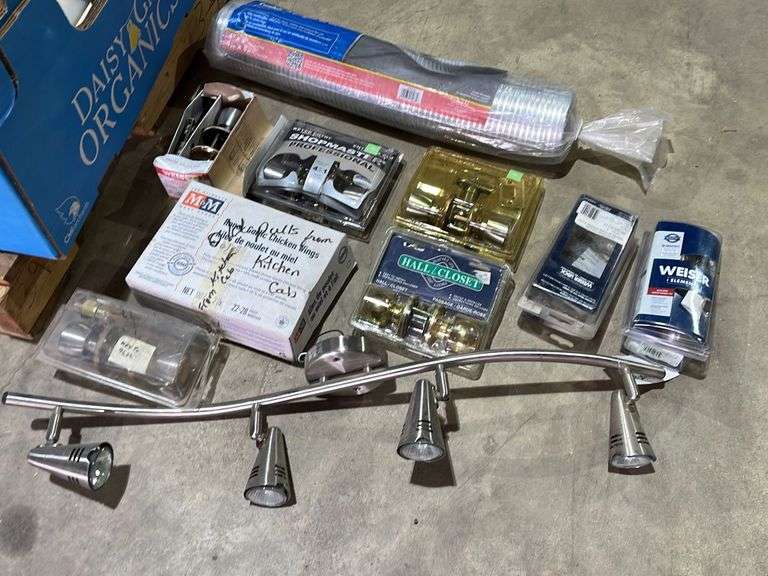 Box Of Assorted Light Fixtures/ Door Knobs Yorkton Auction Centre
