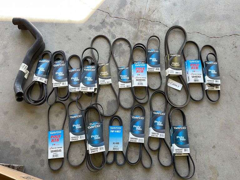 Box of Assorted Belts and Hoses Yorkton Auction Centre