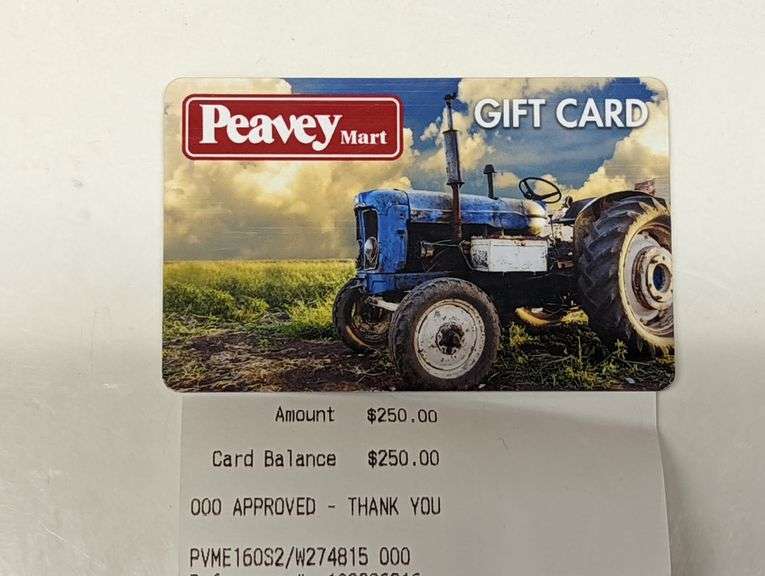 250 Peavy Mart Gift Card Donated by 2s Auctioneers Yorkton Auction