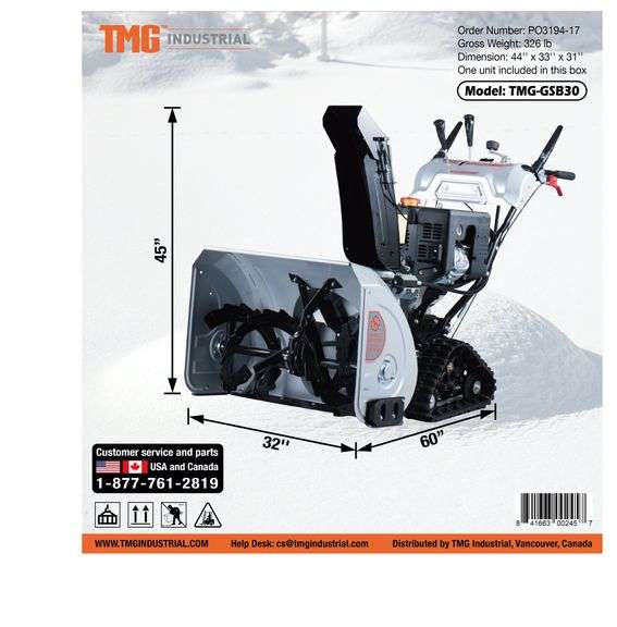 Snow Blower Gas 30" TMGGSB30 Yorkton Auction Centre