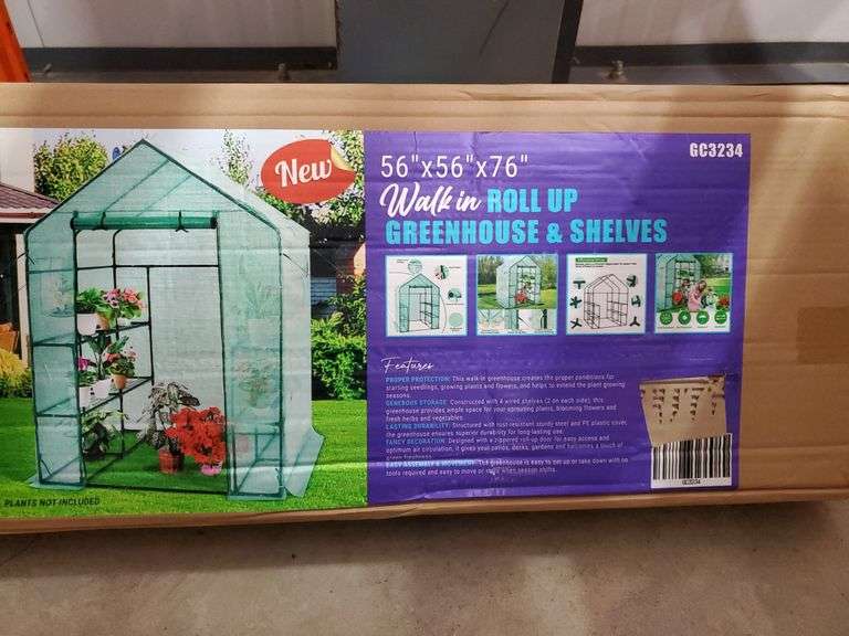 56" x 56" x 76" Walk In Greenhouse w/ shelves Yorkton Auction Centre