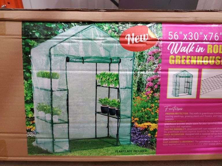 56" x 30" x 76" Walk In Roll Up Greenhouse w/ shelves Yorkton Auction
