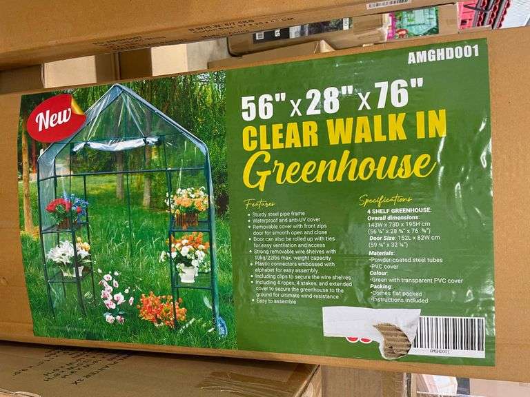 56" x 28" x 76" Clear Walk In Greenhouse Yorkton Auction Centre
