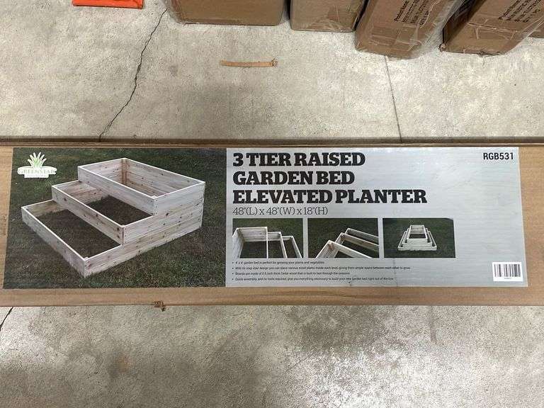 3 Tier Raised Garden Bed 48" L x 48" W x 18" H Yorkton Auction Centre
