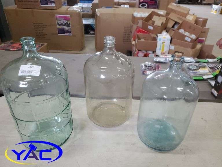 3 Glass Carboy Wine Jugs Yorkton Auction Centre