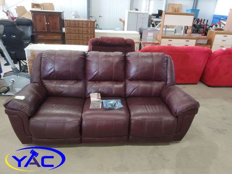 Leather Couch 3 Sections w/ Power Recliners Yorkton Auction Centre