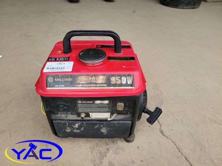 950 Watt Portable Generator Needs Tune Up Yorkton Auction Centre
