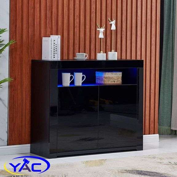 BLACK LED HIGH GLOSS KITCHEN STORAGE Yorkton Auction Centre