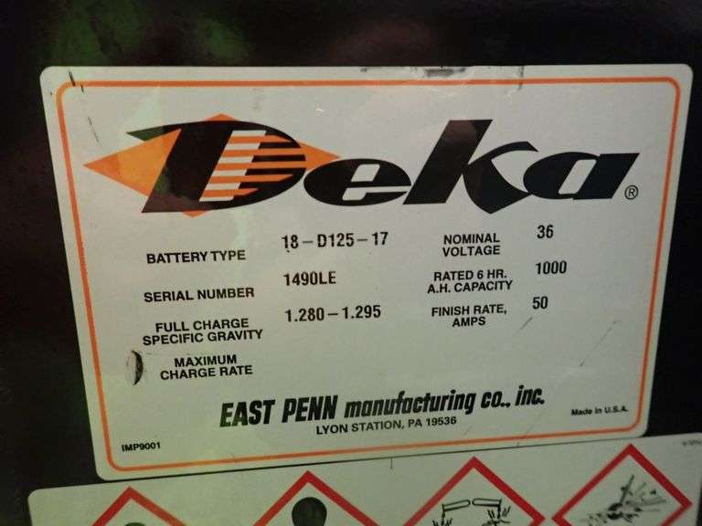 Deka 36V Forklift Battery Yellow Tag Auctions