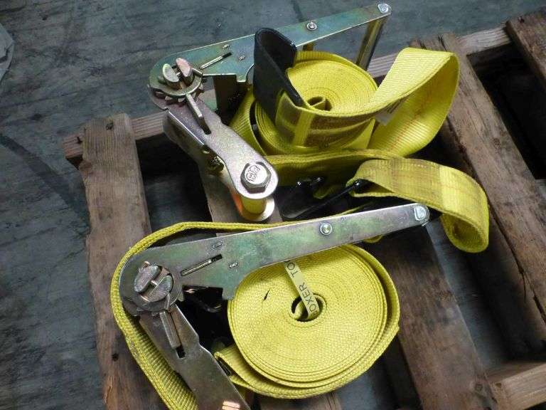 Lot of (2) Strap On Ratchet Tie Downs Yellow Tag Auctions