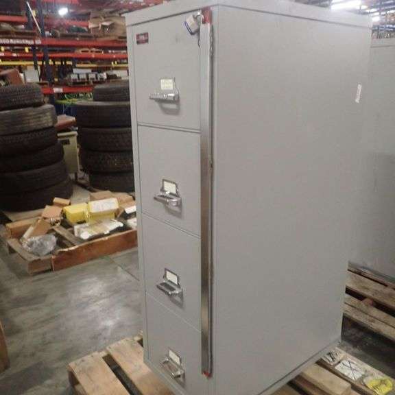 Fire King w/ 4 Drawers and Lock Bar Yellow Tag Auctions