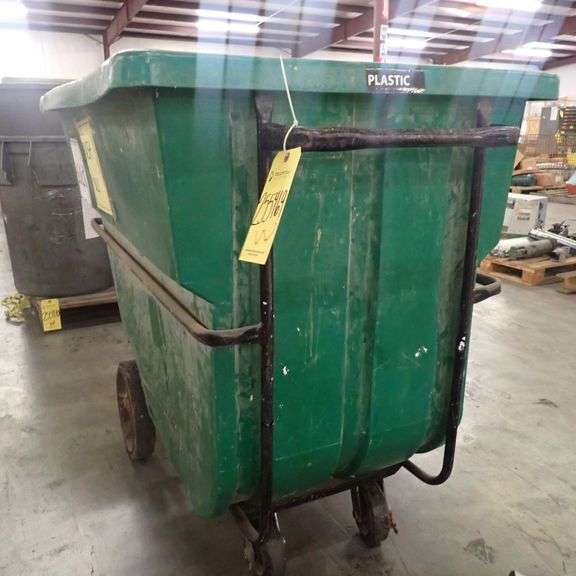 Large Green Trash Bin with Wheels Yellow Tag Auctions