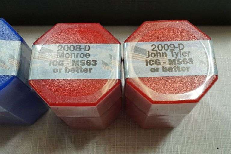 Lot of (12) Sealed Tubes of Presidential Dollar Coins Yellow Tag Auctions