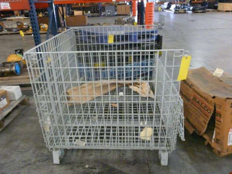 Metal Storage Crate w/Fold Down Sides Yellow Tag Auctions