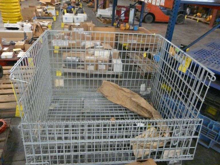 Metal Storage Crate w/Fold Down Sides Yellow Tag Auctions