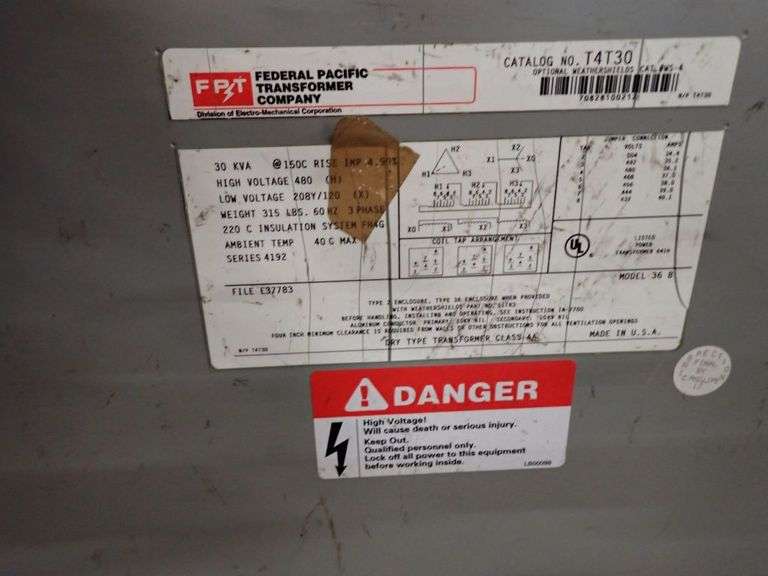 Federal pacific transformer yellow tag auctions
