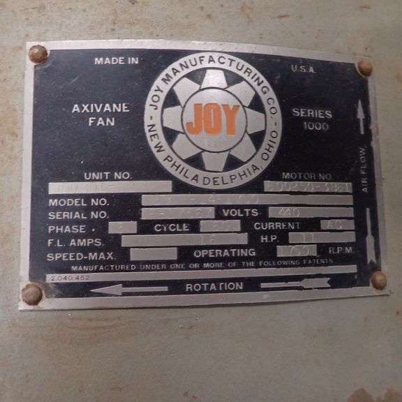 Joy Axivane Fan Series 1000 Yellow Tag Auctions