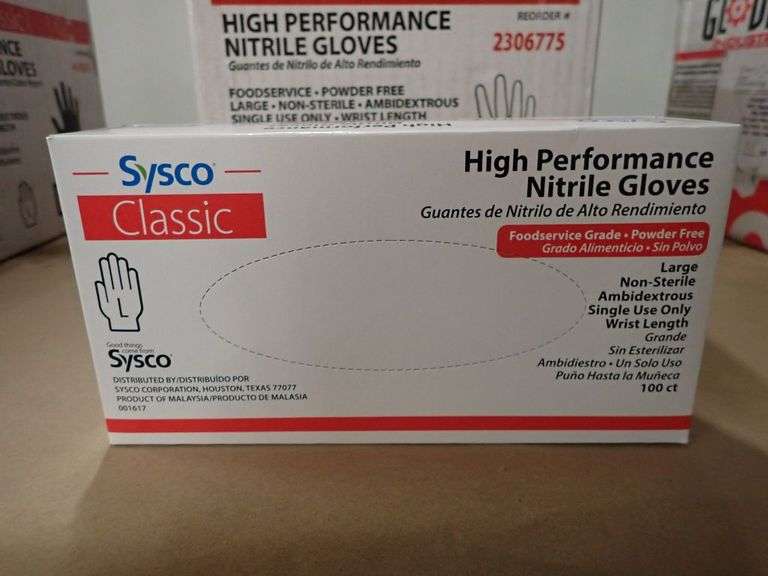 Lot of (1) Case of Sysco Classic High Performance Nitrile Gloves ...