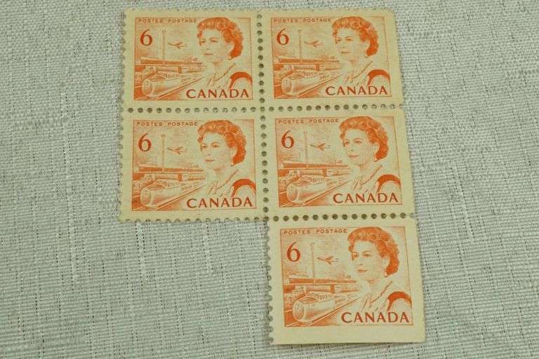 Sheet of Five Canadian Stamps Yellow Tag Auctions