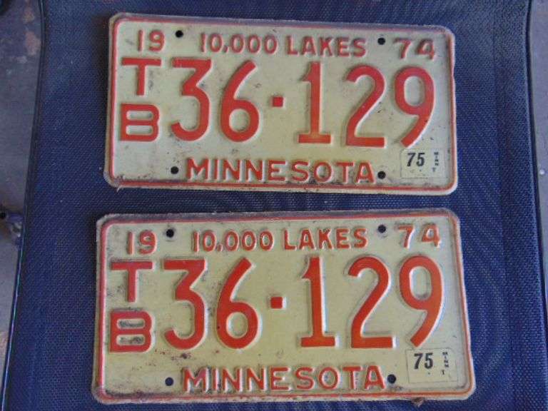 PAIR 1974 MN LICENSE PLATES Ziemer Hilbrands Auctions